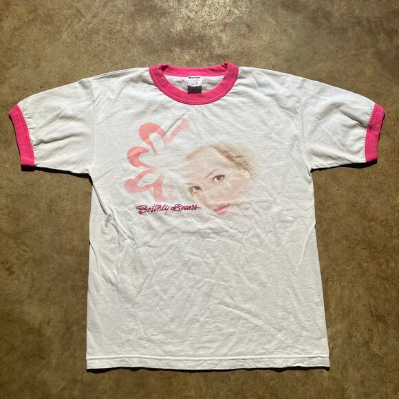 Vintage 1999 Britney Spears Graphic Pink Ringer Shirt